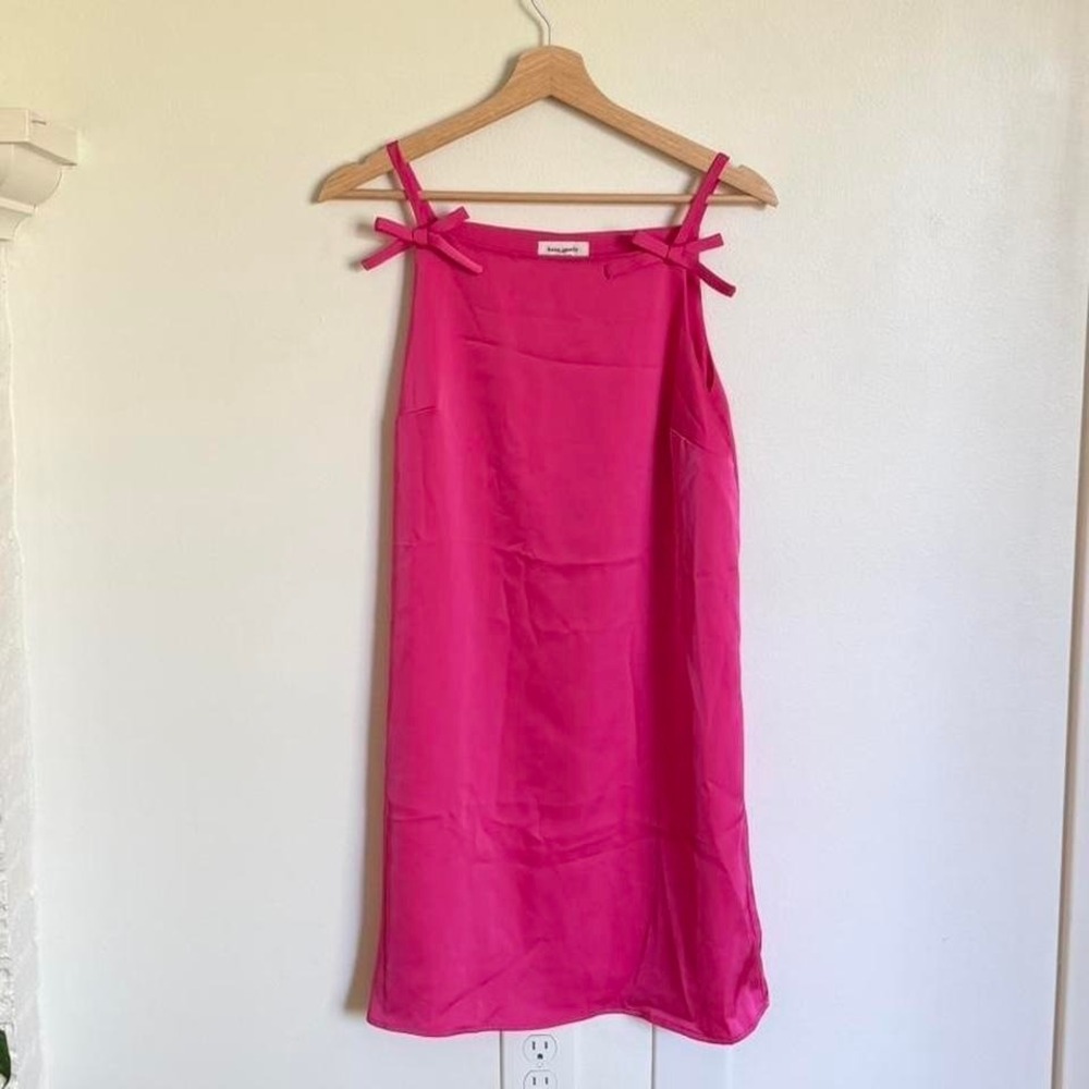 Kate Spade x Target Hot Pink Satin Slip Dress XS NWT Barbiecore Tie Strap Mini